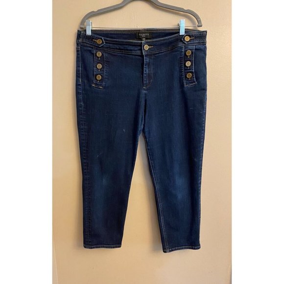 Talbots Petites 16P Blue Jeans Button-Accent Cropped Straight Jeans - Picture 1 of 16